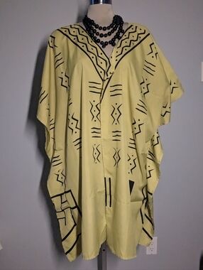 Lightweight Lime Green Tribal Print Kimono One Size